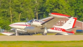 GUSTY Crosswind Arrivals at Oshkosh with Cessna 310 Gear Collapse  EAA AirVenture 2022 [upl. by Ardin]