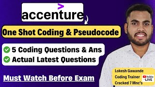 Accenture Coding Questions amp Answers 2024  One Shot  5 Coding Questions amp Pseudocode  Actual Que [upl. by Caritta]