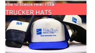 How to screen print on foam trucker hats [upl. by Hsekar]