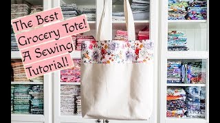 My favorite grocery tote A FREE easy sewing tutorial [upl. by Yecart]