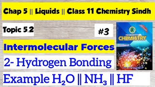 Hydrogen Bonding Intermolecular force  Chap 5 Liquids  Class 10 Chemistry Sindh board [upl. by Enila146]