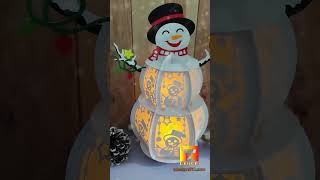 Snowman lantern paper cutting  3D shadow box table lamp cricut Tdesign510 Christmas lantern svg [upl. by Ynomrah704]