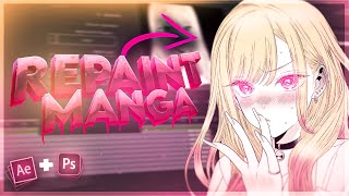 Redraw Manga in Photoshop for Manga Animation  Implement it in After Effects  AMV Tutorial [upl. by Ogait]