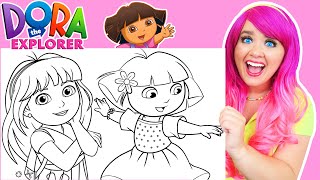 Coloring Dora The Explorer GIANT Coloring Pages  Crayola Crayons [upl. by Yengac]