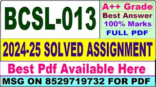 BCSL 013 solved assignment 202425  bcsl 013 solved assignment 2025 in English  ignou bcsl13 [upl. by Gnirps]