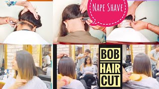 Bob Haircut Tutorial  Nape shave Long To Short Bob Hair Cut  bob cut with nape shaving bobcut [upl. by Thor]