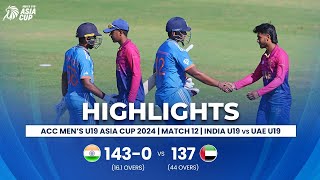 India U19 vs UAE U19  ACC Mens U19 Asia Cup  Match 12 [upl. by Mcferren]