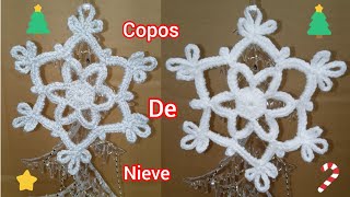 Copos ❄ de nieve tejido a CROCHET [upl. by Munson324]