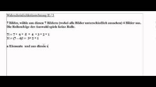 Wahrscheinlichkeitsrechnung Kombinationen ohne Wiederholungen [upl. by Yve]