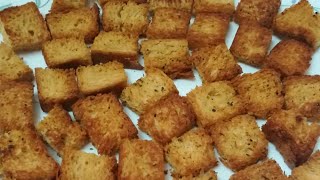 Homemade Crispy and Crunchy Bread Croutons for Soup and Salad  Croutons  Croutons Recipe [upl. by Aznecniv]