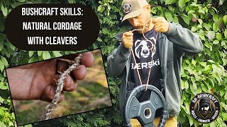 Bushcraft skills with Bærskin  Natural Cordage from cleavers [upl. by Ecraep]