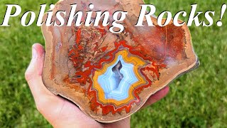 Big Shiny Rocks Polishing Agates Agatized Coral Galaxy Stone amp More on my New Vibratory Lap [upl. by Melony]