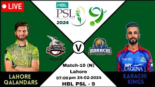 Lahore Qalandars vs Karachi Kings Today HBL Pakistan Super League 9 2024 Live Match  LQ vs KK 10th [upl. by Ezalb]