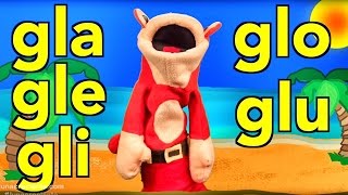 Sílabas gla gle gli glo glu  El Mono Sílabo  Canciones infantiles [upl. by Ecnatsnoc]