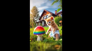 Kitten with rainbow slime 🌈😺 cat kitten cute [upl. by Orlando270]