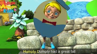 Humpty Dumpty Sat on a Wall With Lyrics  Childrens Nursery Rhymes Songs  Little Action Kids [upl. by Romie]