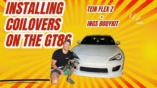 Installing Tein Flex Z Coilovers On my Gt86BRZ and INGS Body Kit Reveal [upl. by Edyak]