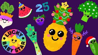 Christmas Baby Sensory Advent Video with Dancing Fruit amp Veg by Lucky Baby Star🌟🎄Holiday Fun 🥕 [upl. by Inahteb693]