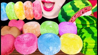 ASMR Rainbow Mochi Rice Cake Tteok 레인보우 찹쌀떡 모찌 먹방 Mukbang Eating [upl. by Etterrag408]