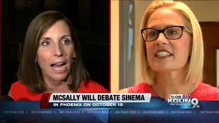 McSally agrees to an Oct 15 debate with Sinema in Phoenix [upl. by Notla599]