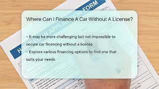 Where Can I Finance A Car Without A License  CreditGuide360com [upl. by Almeria]