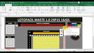 LOTOFACIL MASTE 1 0 24P15 16JGS 100gratis [upl. by Nnairrek776]