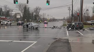 Twocar crash closes stretch of Niagara Falls Blvd [upl. by Weig]