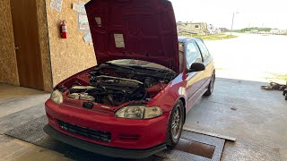 Eg Civic Hatch B18B Ls Turbo 300 WHP Dyno Tune And Street Pull Hondata S300 [upl. by Siladnerb]