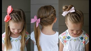 3 Five Minute Back to School Hairstyles  Qs Hairdos [upl. by Tobye]