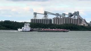 Short Barge Sailing Up The Mississippi In The Big Easy [upl. by Hwu]