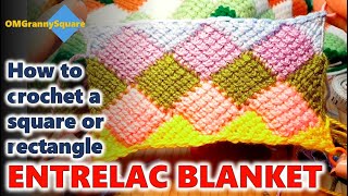 How to crochet a Square or Rectangle Entrelac Blanket  Crochet Tutorial  Stepbystep Instructions [upl. by Nynnahs]