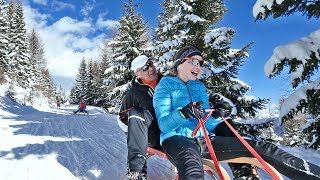 Rodeln in Obertilliach  Rodelbahn Golzentipp Winterurlaub in Osttirol Tirol [upl. by Sydney]