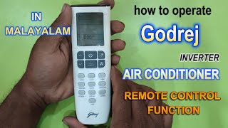 how to use godrej inverter ac remote control malayalam [upl. by Nylirek]