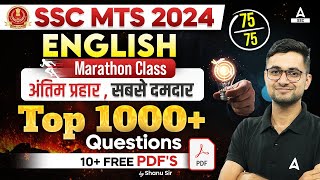 SSC MTS 2024 English Marathon Class  SSC MTS English Top 1000 Questions By Shanu Sir [upl. by Aiyekal]