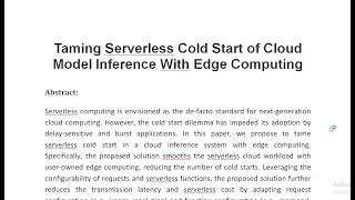 Taming Serverless Cold Start of Cloud Model Inference With Edge Computing [upl. by Ailssa]