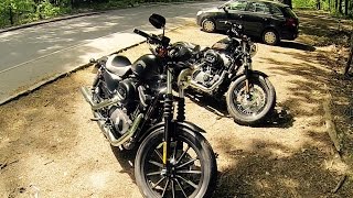 Harley Davidson Iron 883 amp Forty Eight 1200  Exhaust Sound Battle 1080p [upl. by Nwahsek]