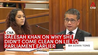 Raeesah Khan tells Committee of Privileges why she didnt come clean on lie to Parliament earlier [upl. by Newlin73]