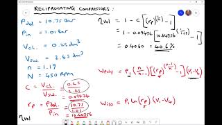 Reciprocating Compressor Work and Efficiency Calculations [upl. by Nylinej]