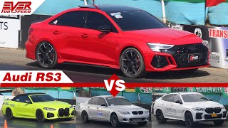 DRAG RACES Audi RS3 🆚 Audi R8  BMW 535i  BMW M440i  BMW X3  BMW X6 [upl. by Giana]