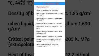 4 Beryllium Be  general property of beryllium  physical and chemical property of brillium [upl. by Yoc458]