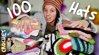 Crocheting 100 hats for Christmas 🤩 ✨crochet challenge✨ [upl. by Mahon853]