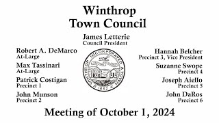 Winthrop Town Council Meeting October 1 2024 [upl. by Daugherty]