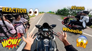 Ntorq 125 Wheelie😲Reaction👀🥰 R15 v3 top speed 😱r15v3rider reelsautomobilentorqwheelie [upl. by Serrell]