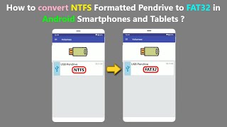 How to convert NTFS Formatted Pendrive to FAT32 in Android Smartphones and Tablets [upl. by Dall]