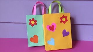 How to Make Bag with Color Paper  DIY Paper Bags Making [upl. by Janot]