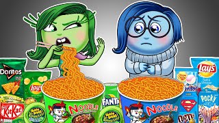 INSIDE OUT 2  SADNESS and DISGUST Convenience Store BLUE GREEN Mukbang Animation  ASMR [upl. by Esra]