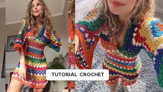 VESTIDO VITÓRIA CROCHÊ  PAP CROCHET Tutorial  Passo a passo [upl. by Esilahc52]