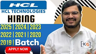 HCL Technologies Hiring 2025 2024 2023 2022 2021 2020 and 2019 Batch  HCL Off Campus Drive  IT Job [upl. by Attennhoj]