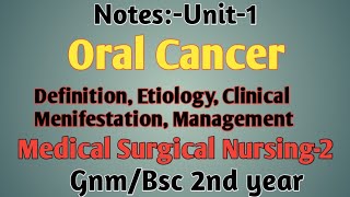 Oral Cancer  Definition Etiology Clinical Menifestation Management MSN2 [upl. by Edny269]