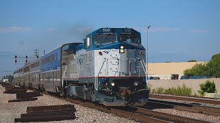 Amtrak Dash 8 503 leads A580 Pacific Surfliner passing Lakeland Road 92224 [upl. by Nielson]